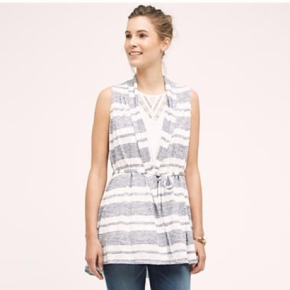 Anthro Saturday Sunday Sky Stripe Vest Cardigan S